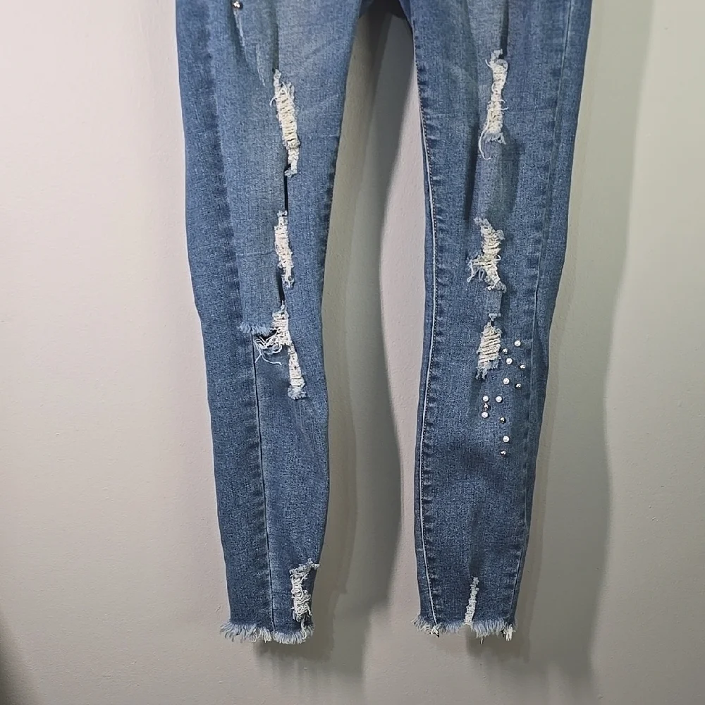 Buffalo David Bitton Jeans Womens Size 2 Blue Distressed Embellished Details - Picture 2 of 16
